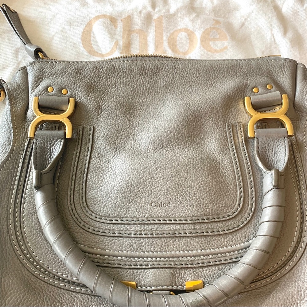 Chloe Medium Marcie Leather Satchel Gray